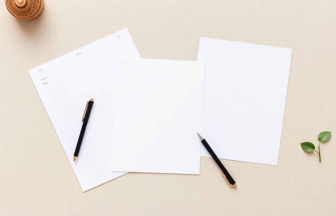 Modèles de documents de gestion imprimés sur un bureau
